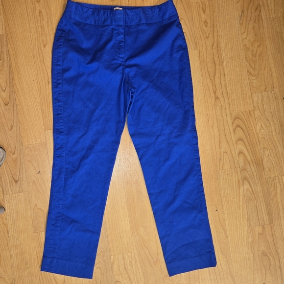 Size 6 Anne Klein Royal Blue Cropped Slip On Pants Casual Chic Minimalist Work - Picture 2 of 7